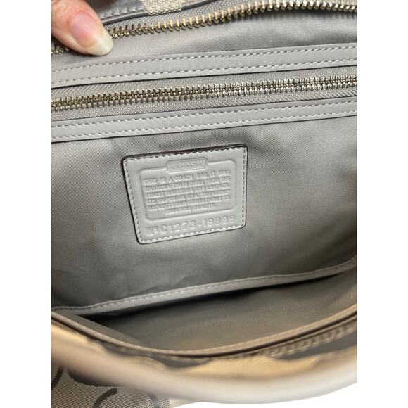 NWOT Coach Signature Stripe Tote Shoulder Bag – Gray Jacquard with Leather Trim - Picture 10 of 13